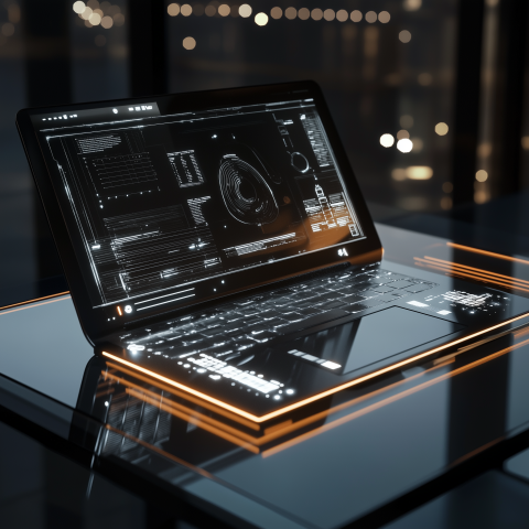 Futuristic Laptop with Holographic Display