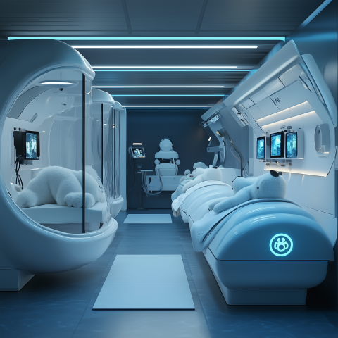 Futuristic Medical Facility with Robotic Care