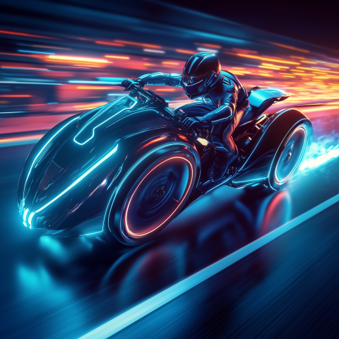 Futuristic Motorbike Racing at High Speed