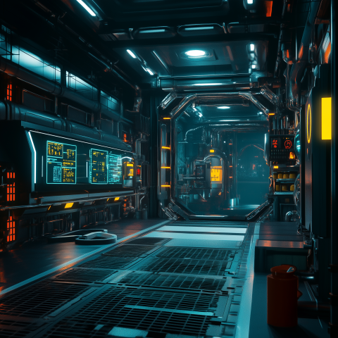 Futuristic Sci-Fi Corridor with Control Panels