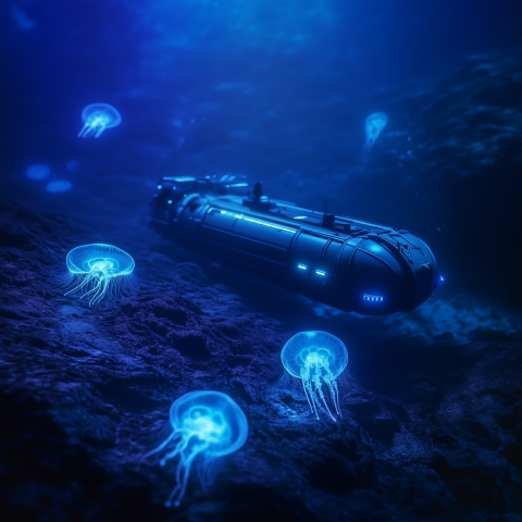Futuristic Submarine Exploring Ocean Depths