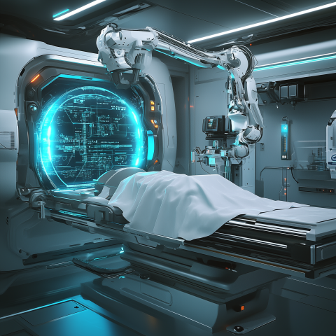 Futuristic Surgical Room with Robotic Equipment