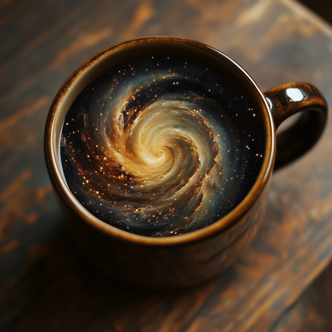 Galaxy Swirling Inside Coffee Mug