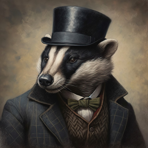 Gentleman Badger In Formal Attire