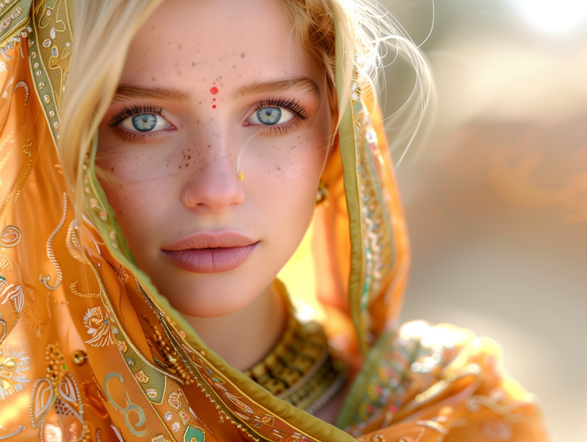 Girl Embracing Hindi Culture