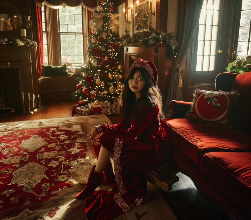 Girl in festive holiday attire