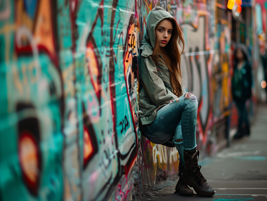 Girl in urban casual fashion