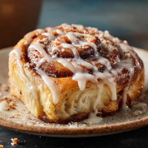 Glazed Cinnamon Roll with Crumb Topping