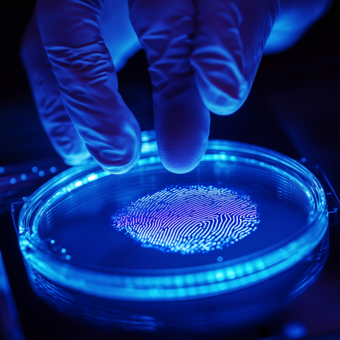 Gloved Hand Lifting Fingerprint Sample