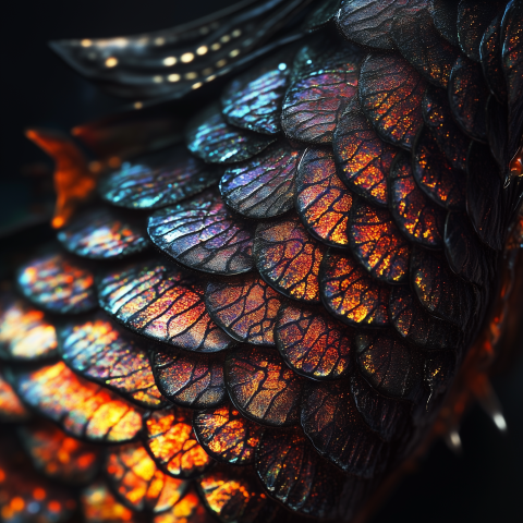 Glowing Iridescent Scales of a Fantasy Creature