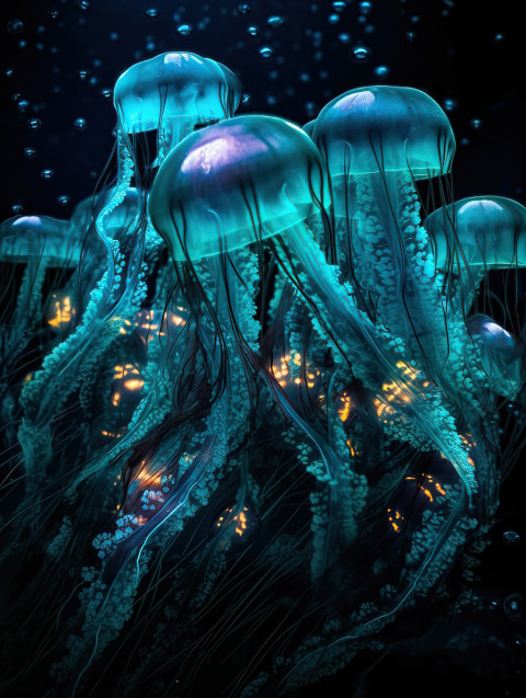 Glowing Jellyfish in the Ocean