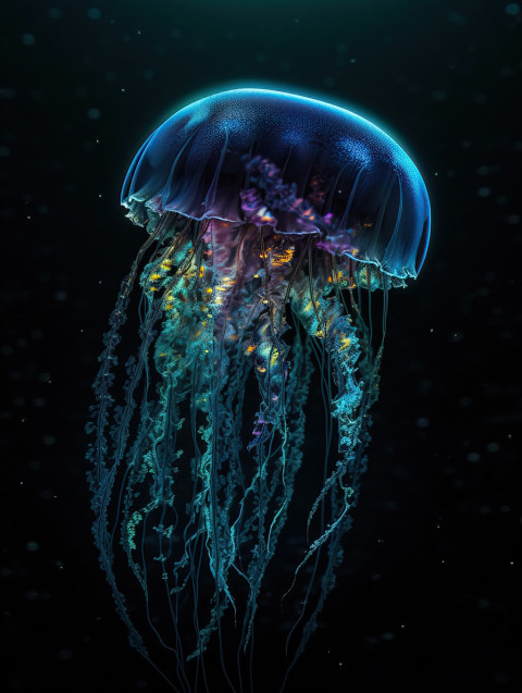 Glowing Jellyfish in Ocean Depths