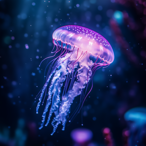 Glowing Jellyfish in Deep Ocean Scene