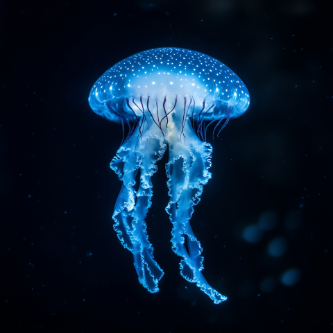 Glowing Jellyfish in the Deep Sea