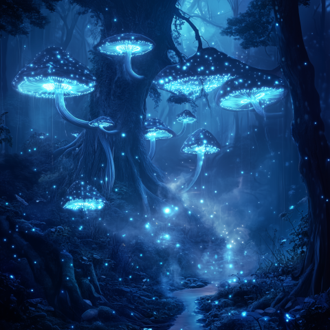 Glowing Mushrooms in an Enchanted Forest