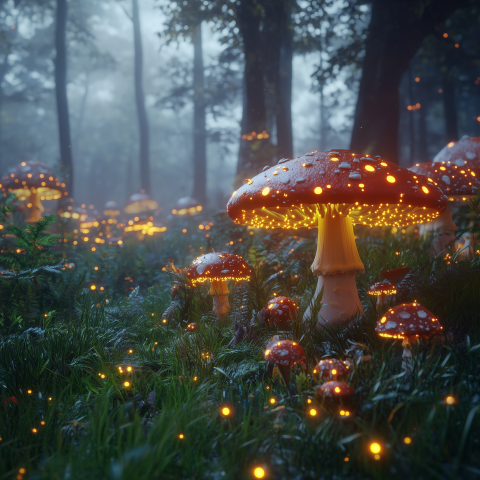 Glowing Mushrooms in an Enchanted Forest