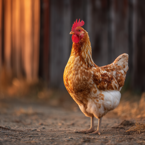 Golden Brown Hen at Sunset