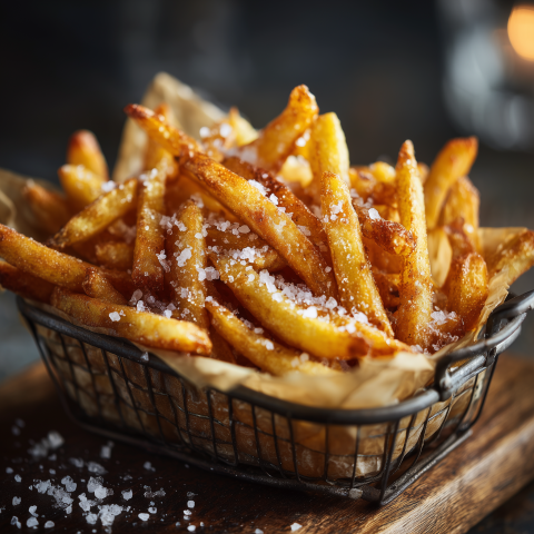 Golden Crispy French Fries with Sea Salt