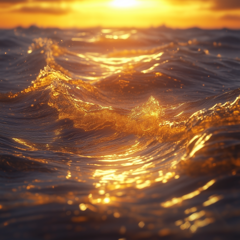 Golden Ocean Waves at Sunset