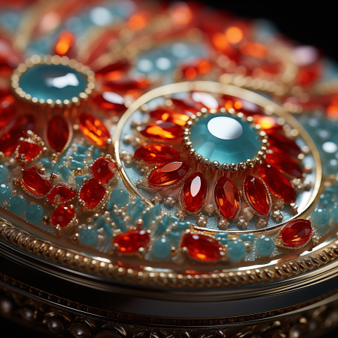 Ornate Gemstone Mosaic Close-Up