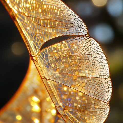 Golden Skeleton Leaf Glowing in Sunlight