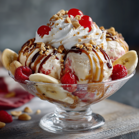 Gourmet Banana Split Ice Cream Sundae