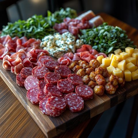 Gourmet Charcuterie Board with Meats and Cheeses