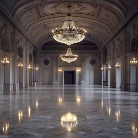 Grand Ballroom with Crystal Chandeliers
