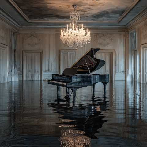 Grand Piano in Flooded Palace Room