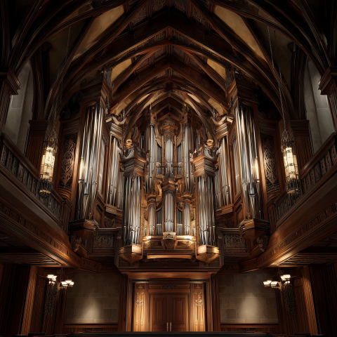 Grand Pipe Organ in Ornate Hall