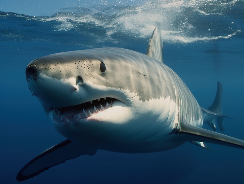 Great White Shark Swimming Underwater