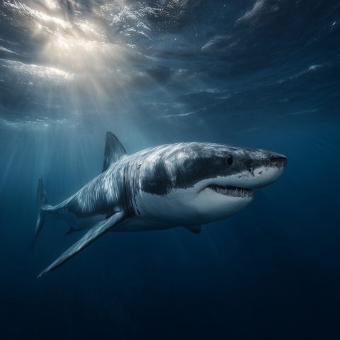 Great White Shark Underwater Encounter