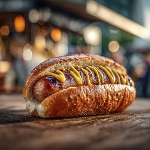 Grilled Hot Dog with Mustard