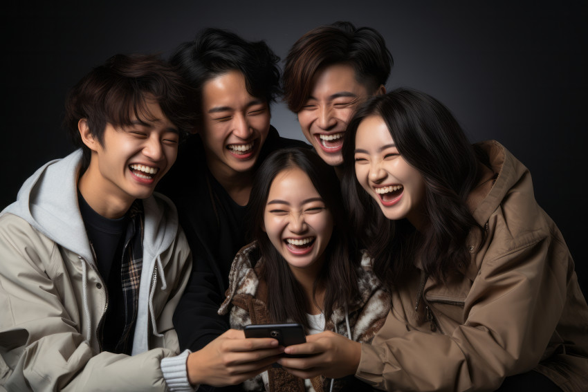 Group of teenagers laughing