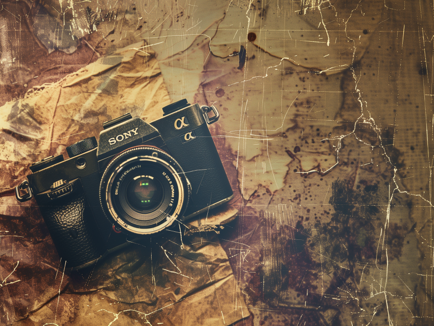 Grunge Textures with retro camera