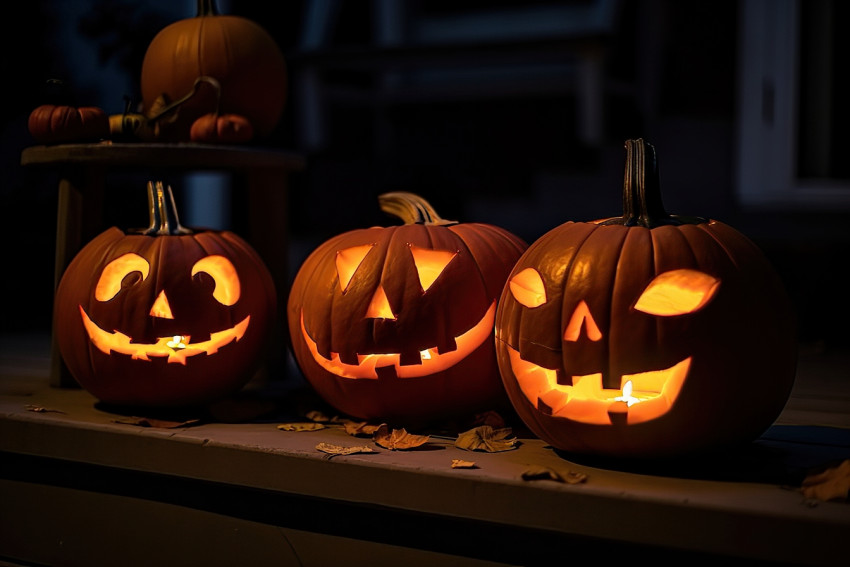 Glowing Halloween Jack-o'-Lanterns