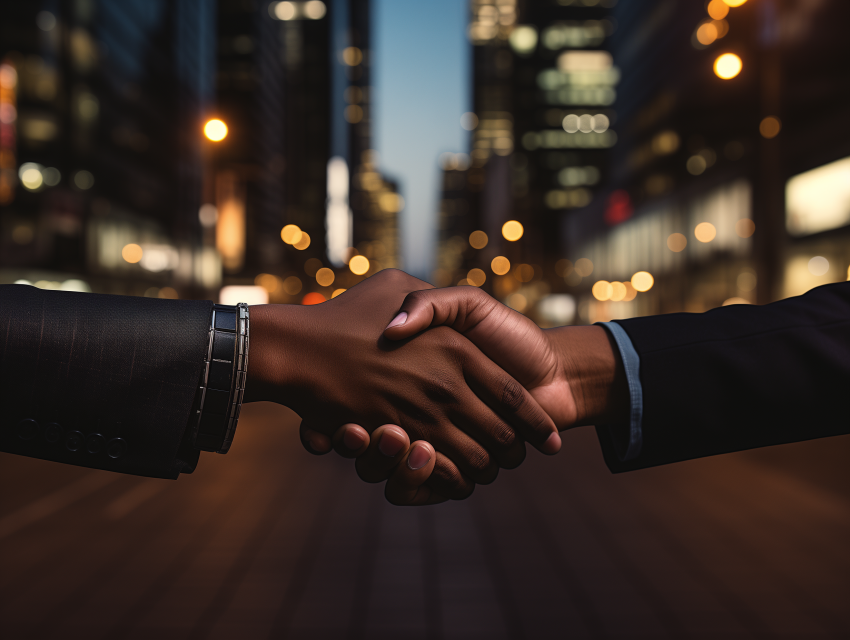 Handshake in City at Night