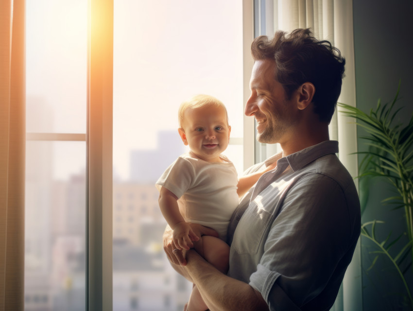 Happy Father and Baby