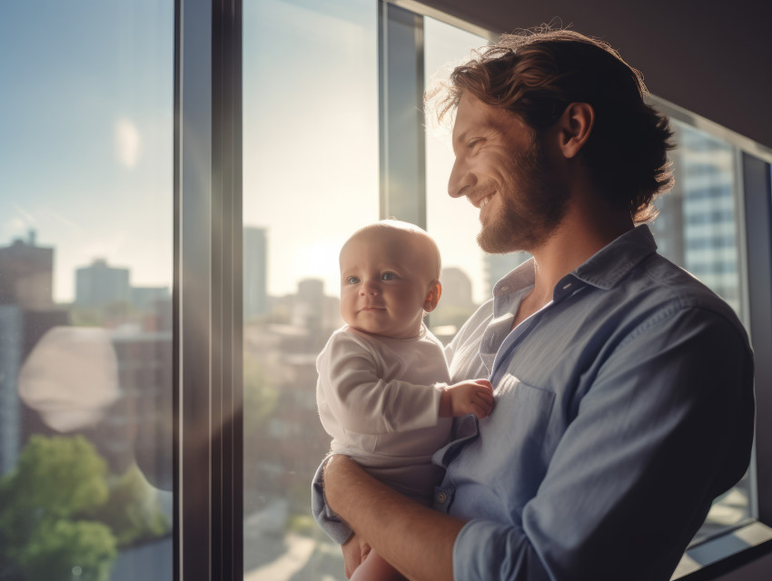 Happy Father and Baby