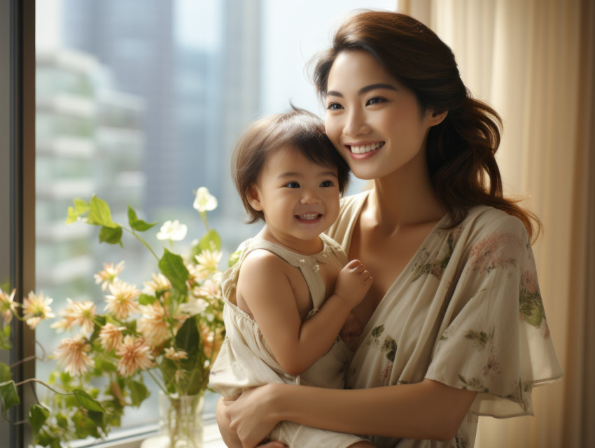 Happy Mother and Baby