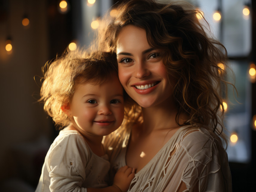 Happy Mother and Baby
