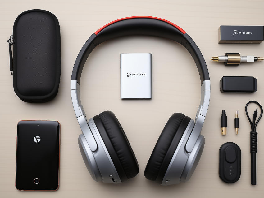 Headphones with Audio and Tech Accessories