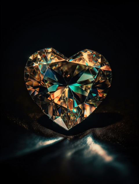 Heart-Shaped Diamond on Dark Background