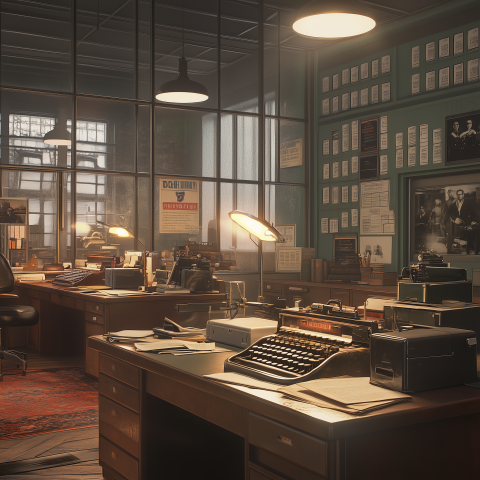 Historic Office with Typewriters and Files