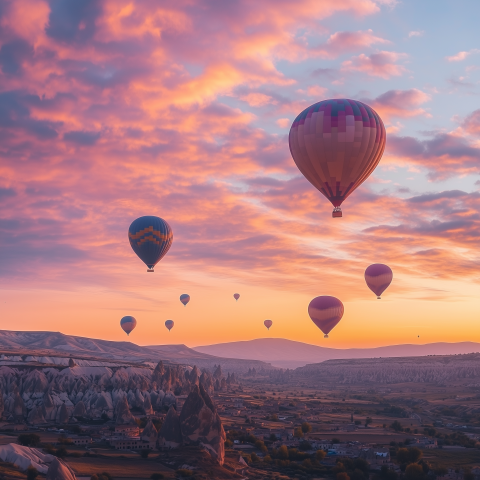 Hot Air Balloons Over Cappadocia at Sunrise