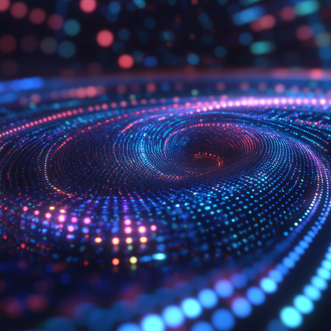 Hypnotic Swirl of Glowing Data Particles
