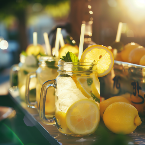 Ice Cold Mason Jars lemonade
