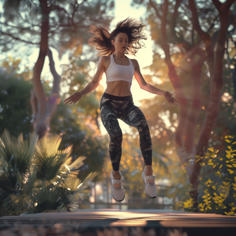 Illustrate a girl in a sporty athleisure outfit