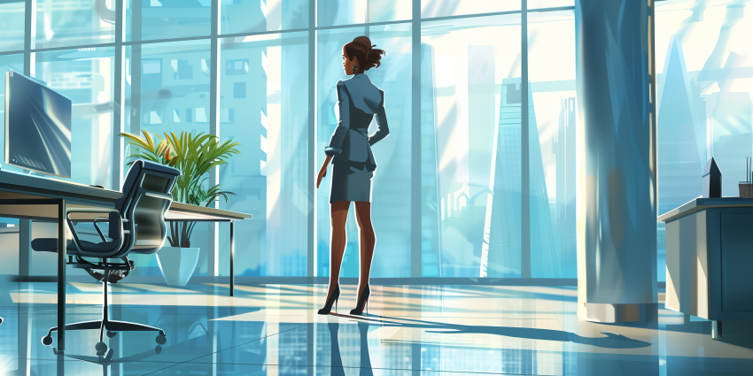 Illustrated girl in classy business attire