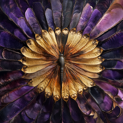 Insect Sculpture Made of Feathers